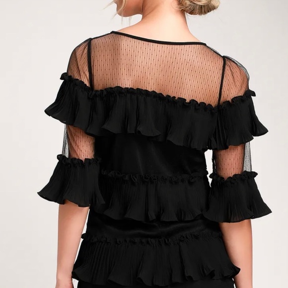Black Ruffled Mini Dress - Picture 3 of 7